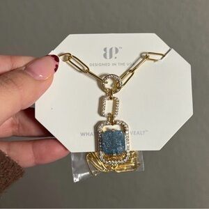 Gold and Blue Pendant Necklace